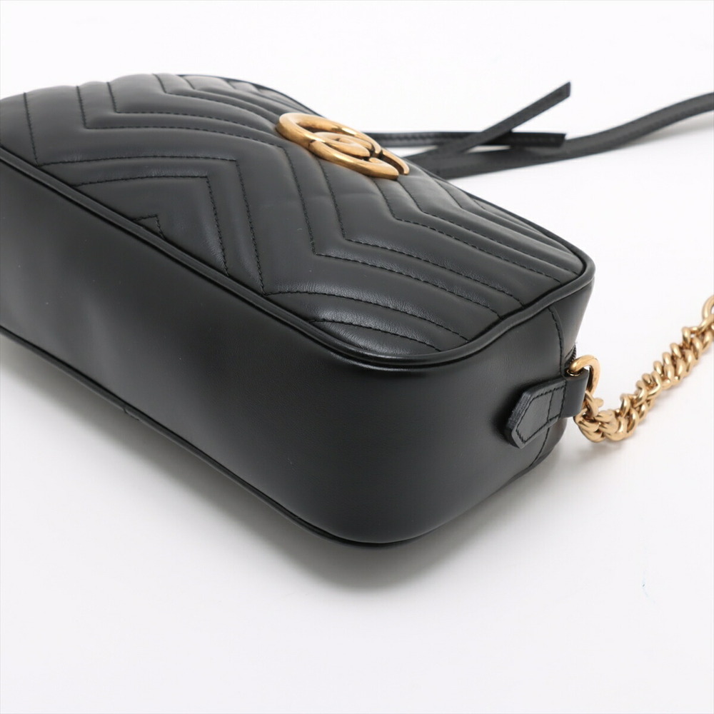 Gucci GG Marmont Leather Chain Shoulder Bag Black - Picture 3 of 8